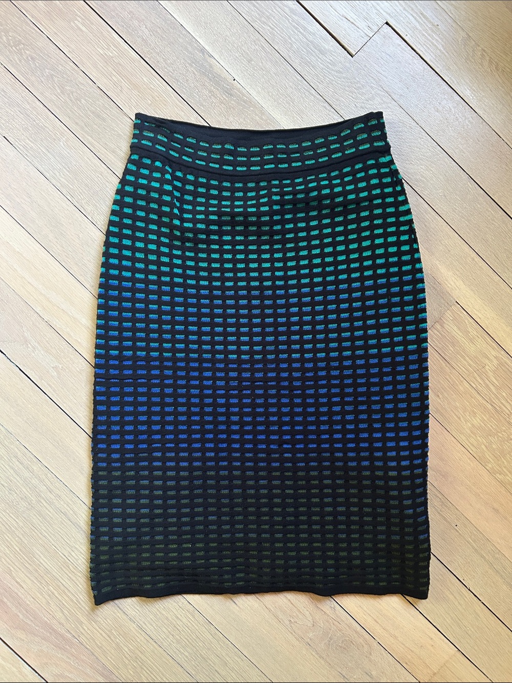 Missoni Knit Pencil Skirt with Blue-Green Gradient